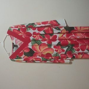 Red and green long sleeve dress